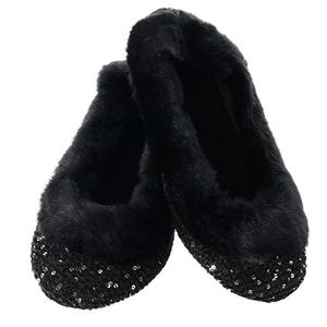 🆕 Isotoner Ballet Flats Knit Lurex Slippers Ballerina Style Black